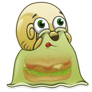 🍔 escargot, burger, nourriture, animal, dessin animé telegram sticker