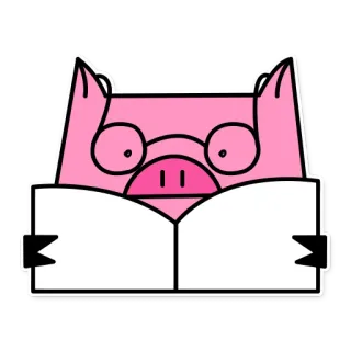 📖 свинья, животное, мультфильм, чтение, книга, очки telegram sticker