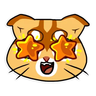 ⭐️ gato, ojos de estrella, lindo, animal, pegatina, dibujos animados, feliz, kawaii whatsapp sticker