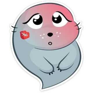 ☺️ тюлень, милый, животное, мультфильм, поцелуй, каваий, наклейка telegram sticker