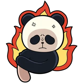 😡 panda, angry, fire, sad, cartoon, cute telegram sticker