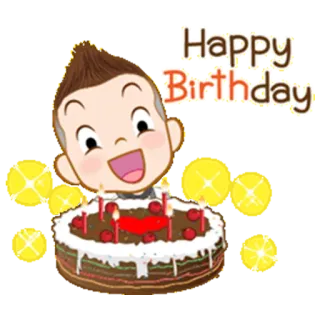 🎂 Happy Birthday cumpleaños, celebración, torta, feliz, dibujos animados whatsapp sticker