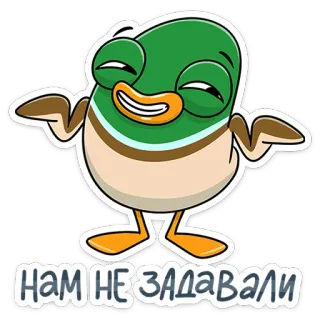 🤷‍♂️ НАМ НЕ ЗАДАВАЛИ anatra, cartone animato, adesivo, carino, felice whatsapp sticker