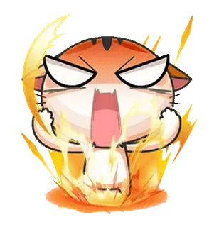 😡 zły, kot, płomienie, kreskówka, wściekłość, emoji whatsapp sticker