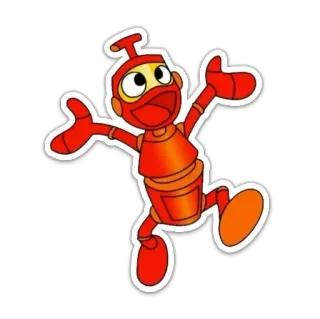 😃 robot, kreskówka, czerwony, postać, naklejka telegram sticker