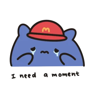 😭 I need [a moment] triste, llorando, emocional, dibujos animados, azul, personaje telegram sticker