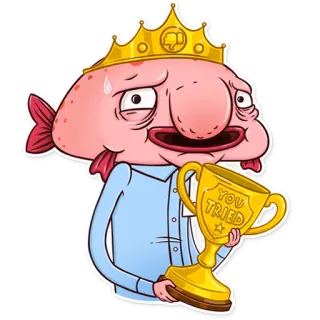 🏆 YOU TRIED poisson-blob, trophée, t'as essayé, drôle, roi, couronne, triste telegram sticker