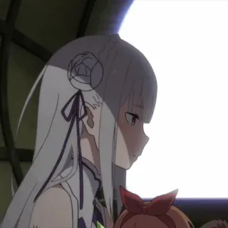 🤍 Emilia Re:Zero Anime, Emilia, Re:Zero, Cartone animato, Carina, Ragazza, Waifu telegram sticker
