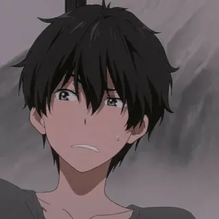 💚 Anime, Garçon, Dessin animé, Personnage, Portrait, Triste telegram sticker