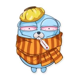 🤒 chory, kreskówka, termometr, przeziębienie, grypa telegram sticker