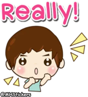 😦 Really! 感叹号, 男孩, 可爱, 惊喜, 卡通, 表情, 问题 telegram sticker