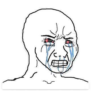 😭 wojak, pleurs, mème, triste whatsapp sticker