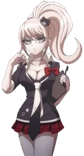 🧐 Junko Enoshima Danganronpa Anime, Mädchen, Schuluniform, Danganronpa, Junko Enoshima, süß, Charakter, Brille whatsapp sticker