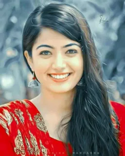 💐 Rashmika Mandanna 女演员, 印度, 名人, 微笑, 肖像 telegram sticker