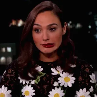 😐 Gal Gadot actress, woman, celebrity, daisies, flowers telegram sticker