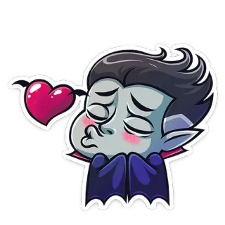 😘 vampiro, beso, corazón, amor, dibujos animados, lindo, personaje telegram sticker