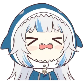 😌 Gawr Gura Anime, VTuber, Gawr Gura, Tubarão, Desenho animado, Fofo telegram sticker