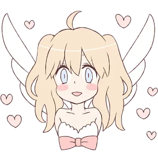 🥰 ange, mignon, chibi, ailes, coeurs, anime telegram sticker