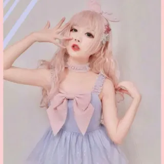 🥕 Cosplay, Lolita, Lindo, Rosa, Chica, Moda, Vestido telegram sticker