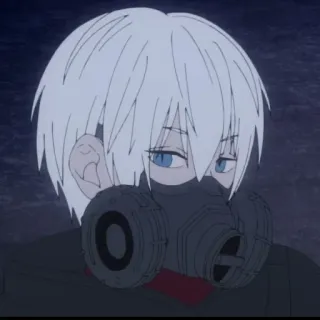 🤍 Anime, Masker gas, Rambut putih, Karakter telegram sticker