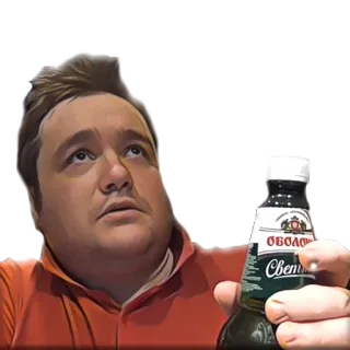 😟 Оболонь person, bottle, drink telegram sticker
