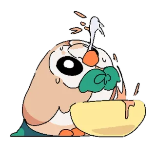 🥄 Rowlet Pokemon pokemon, brindibou, mignon, dessin animé telegram sticker