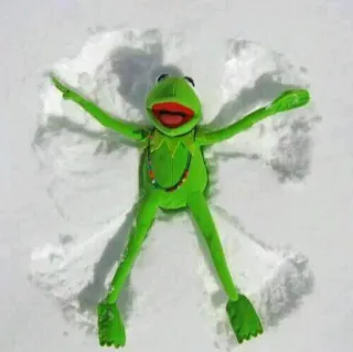 🐸 Kermit Kermit la rana, Muppet, Angelo di neve, Neve, Giocattolo, Inverno telegram sticker