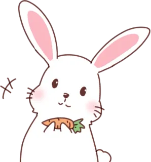 🥕 conejo, zanahoria, mono, animal, blanco whatsapp sticker
