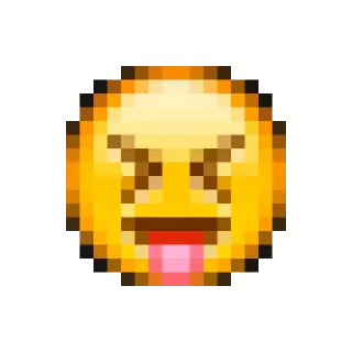 😝 emoji, angry, pixelated, tongue out telegram sticker