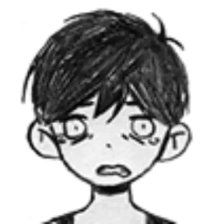 😟 Sunny Omori อนิเมะ, อารมณ์, ความเครียด, ขาวดำ, วิดีโอเกม telegram sticker