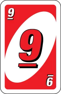 ❤️ UNO 9 card, game, number, red whatsapp sticker