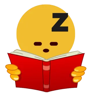 📔 leyendo, durmiendo, emoji, libro, z, cansado, dibujos animados telegram sticker