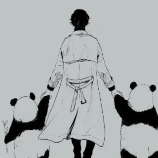 👁‍🗨 Panda, Animé, Homme, Manteau telegram sticker