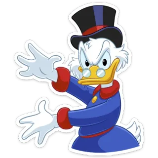 😡 Scrooge McDuck DuckTales Kartun, Bebek, Kaya, Topi tinggi, Uang telegram sticker