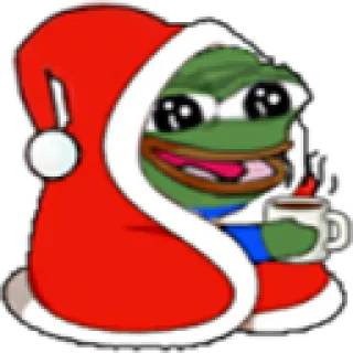 ☕ Pepe the Frog pepe the frog, christmas, meme, santa hat, coffee, holiday whatsapp sticker