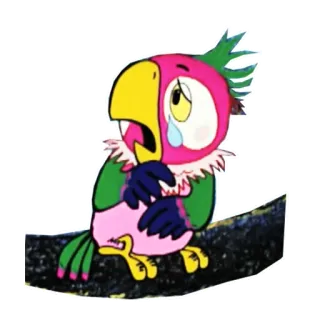 😢 loro, triste, llorando, pájaro, dibujos animados, tropical whatsapp sticker