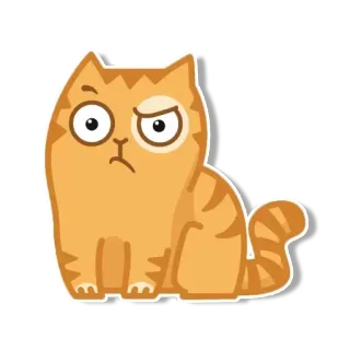 🤔 kucing, lucu, kartun, hewan, oranye, stiker whatsapp sticker