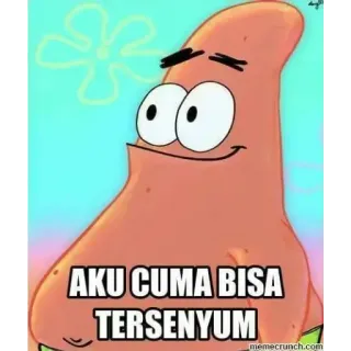 😊 Patrick Star Spongebob Squarepants AKU CUMA BISA TERSENYUM 卡通, 表情包, 微笑, 派大星, 海绵宝宝 whatsapp sticker