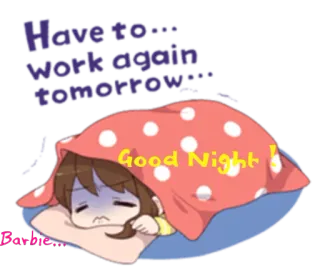😴 Have to work again tomorrow... Good Night! спокойной ночи, сонный, уставший, работа, мультфильм telegram sticker