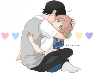❤️ @miso_aren anime, hug, romance, school uniform, couple, love telegram sticker