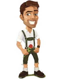 🌹 uomo, rosa, lederhosen, tedesco, bavarese, tradizionale telegram sticker