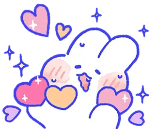 ❤️ mignon, lapin, coeurs, amour, dessin animé telegram sticker