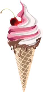 🍒 Eis, Dessert, Kirsche, Eistüte, Essen, Süß, Lecker whatsapp sticker