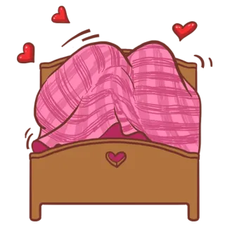 👉 letto, cuori, amore, camera da letto, romantico, coppia, relazione, san valentino whatsapp sticker