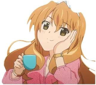 😌 Anime, Menina, Café, Fofo, Desenho animado telegram sticker