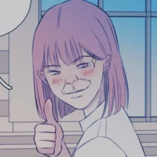 🍧 pollice in su, ragazza, anime, manga, illustrazione, cartone animato telegram sticker