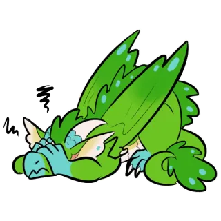 😩 龙, 绿色, 卡通, 贴纸 telegram sticker