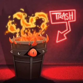 🌟 TRASH 쓰레기, 쓰레기, 불, 악마, 눈, 무서운 telegram sticker