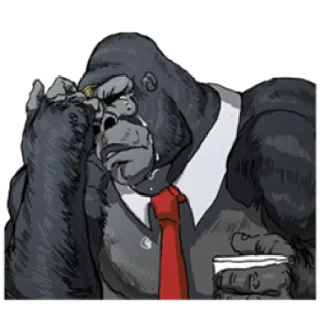 😔 gorilla, crying, sad, suit, ape, emotional, businessman whatsapp sticker