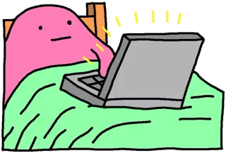 💻 dibujos animados, portátil, cama, personaje telegram sticker